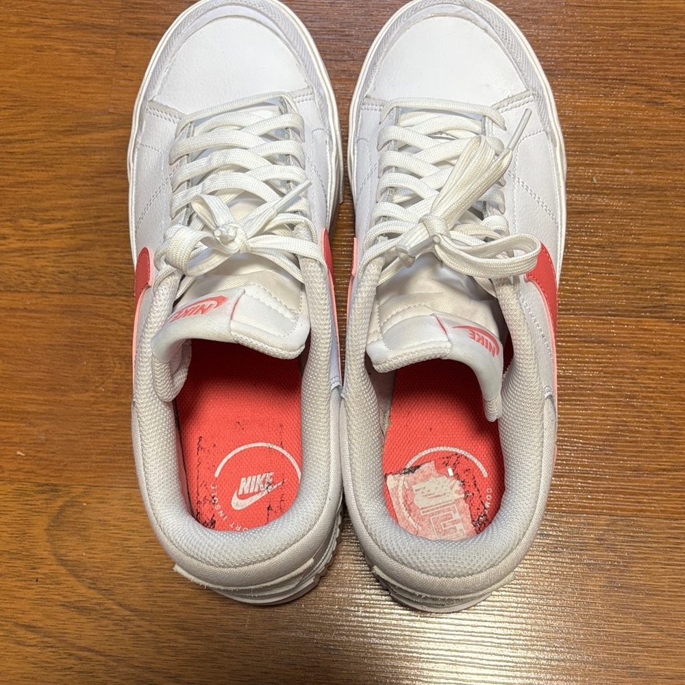 Nike Women's Court Legacy Lift White and Coral Sneakers - Picture 3 of 6
